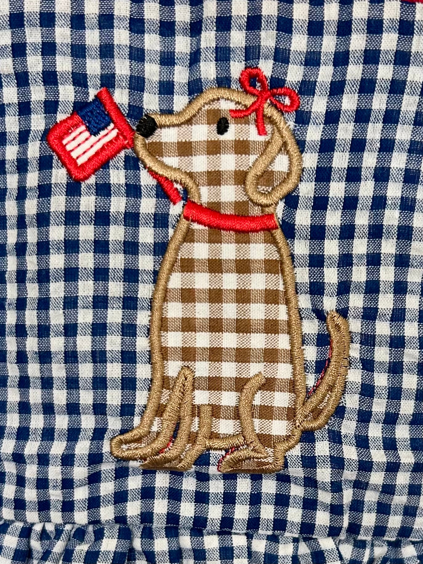Blue Micro Gingham and Red Patriotic Pup Seersucker