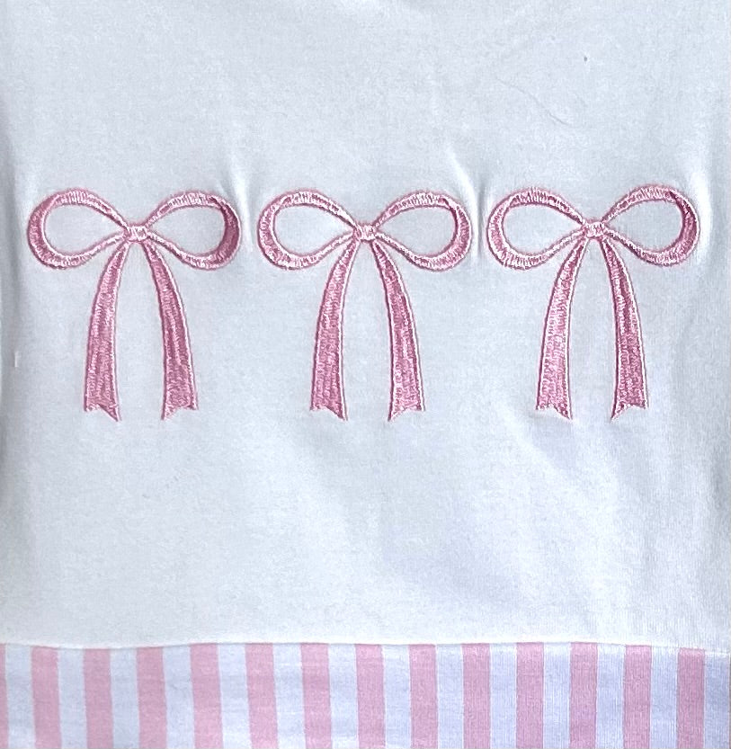 Pink Stripes and Bow Trio Bib