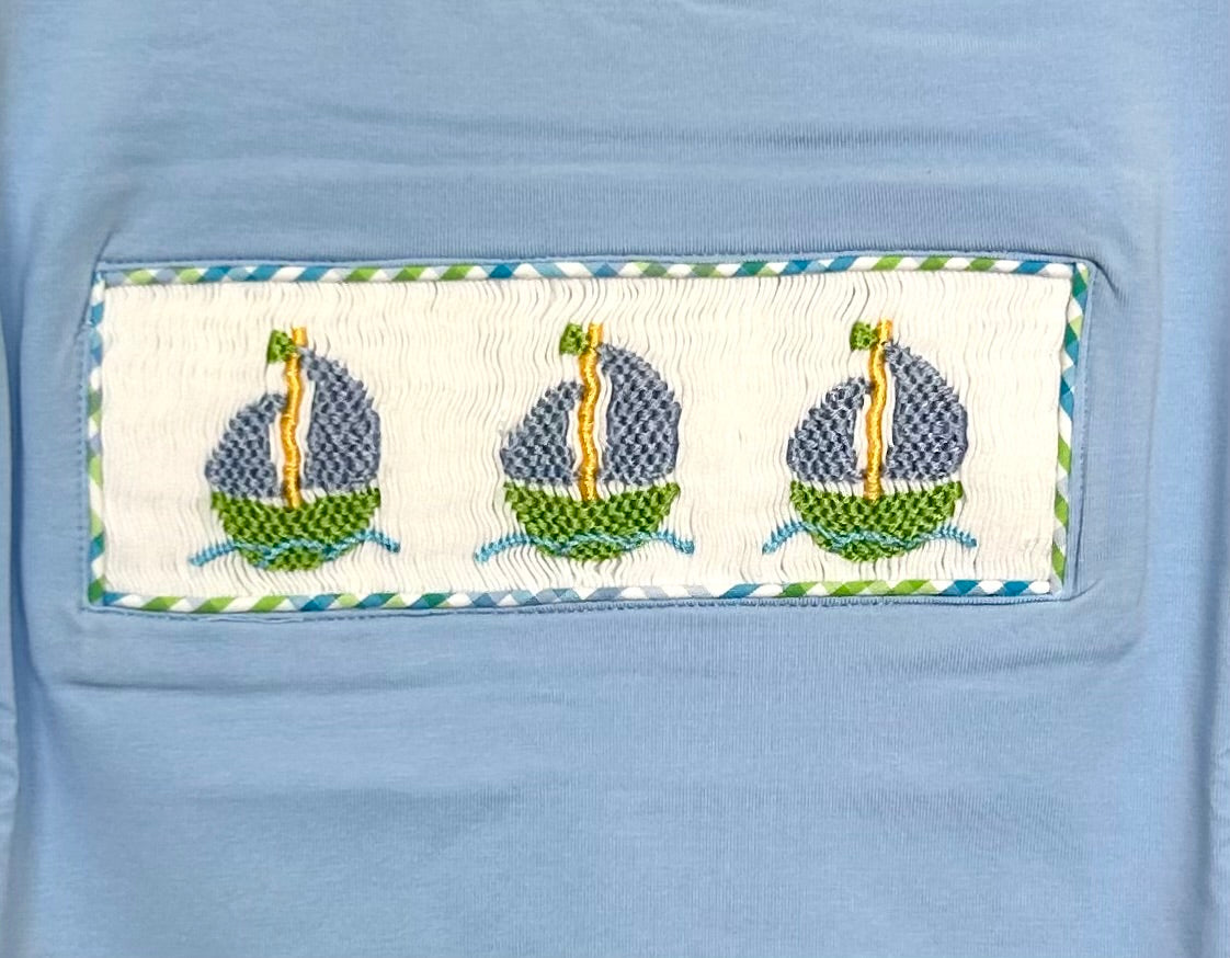 Light Blue and Plaid Smocked Sailboat Trio