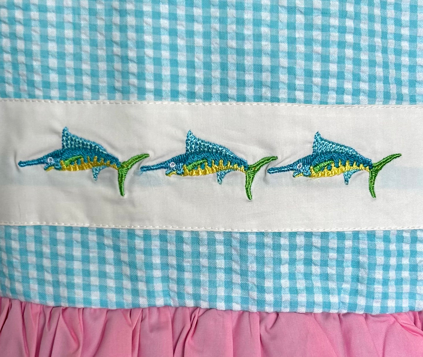 Aqua Micro Gingham Marlin Trio Swim