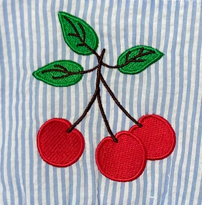 Blue Seersucker and Cherries