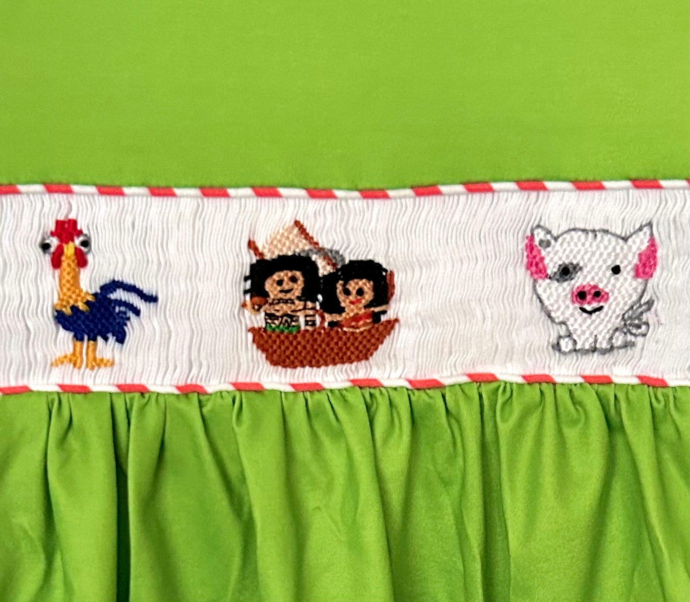 Lime Green and Coral Striped Smocked Voyagers and Friends