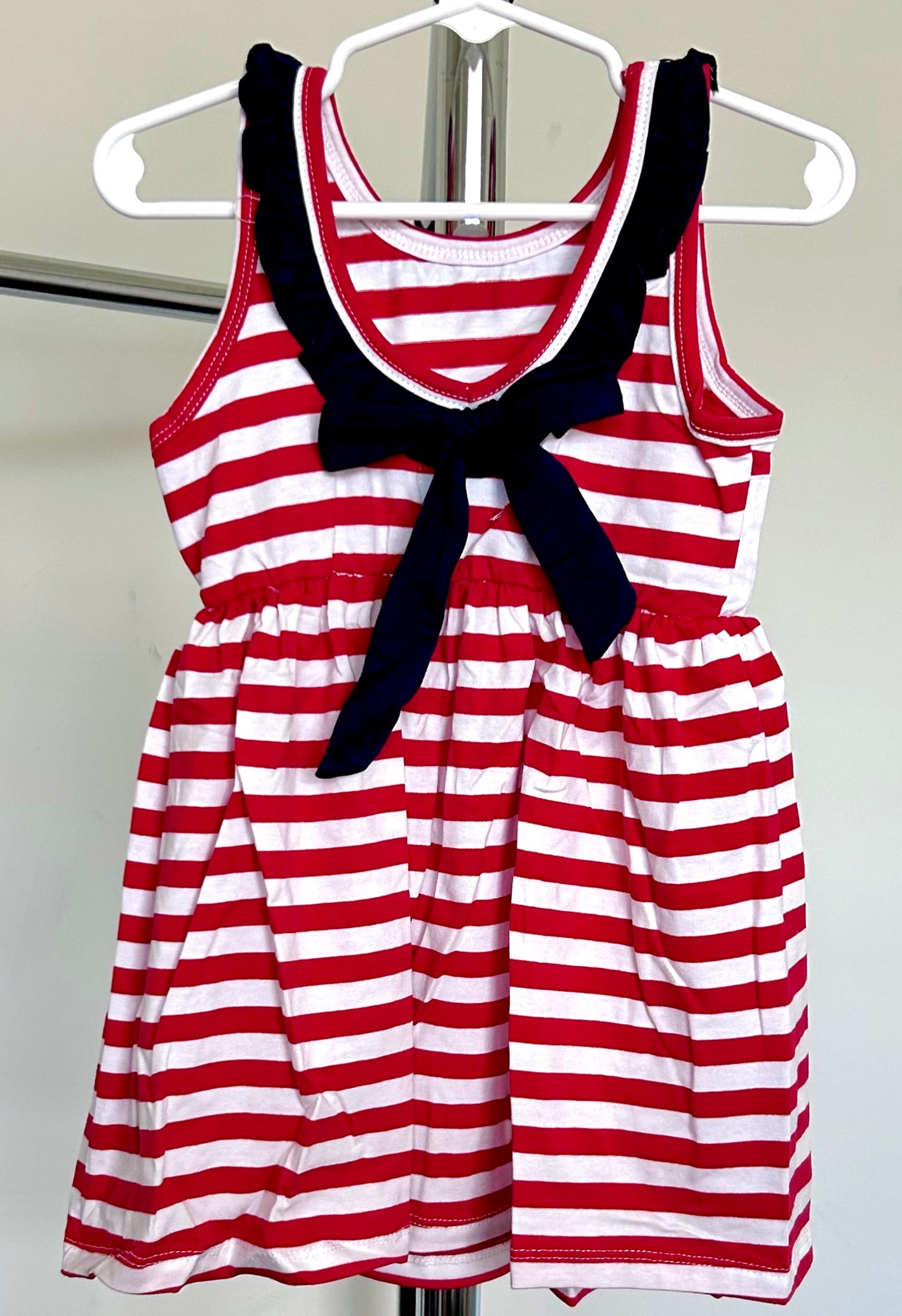 Red Stripes and Navy Neckline Fireworks and Flag Trio
