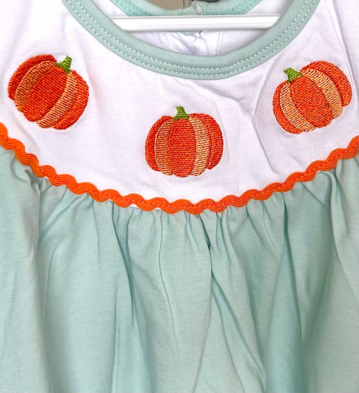 Light Sage and Orange Gingham Pumpkin Trio