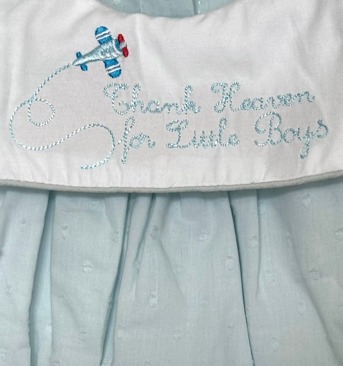 Pale Blue Swiss Dot Thank Heaven For Little Boys