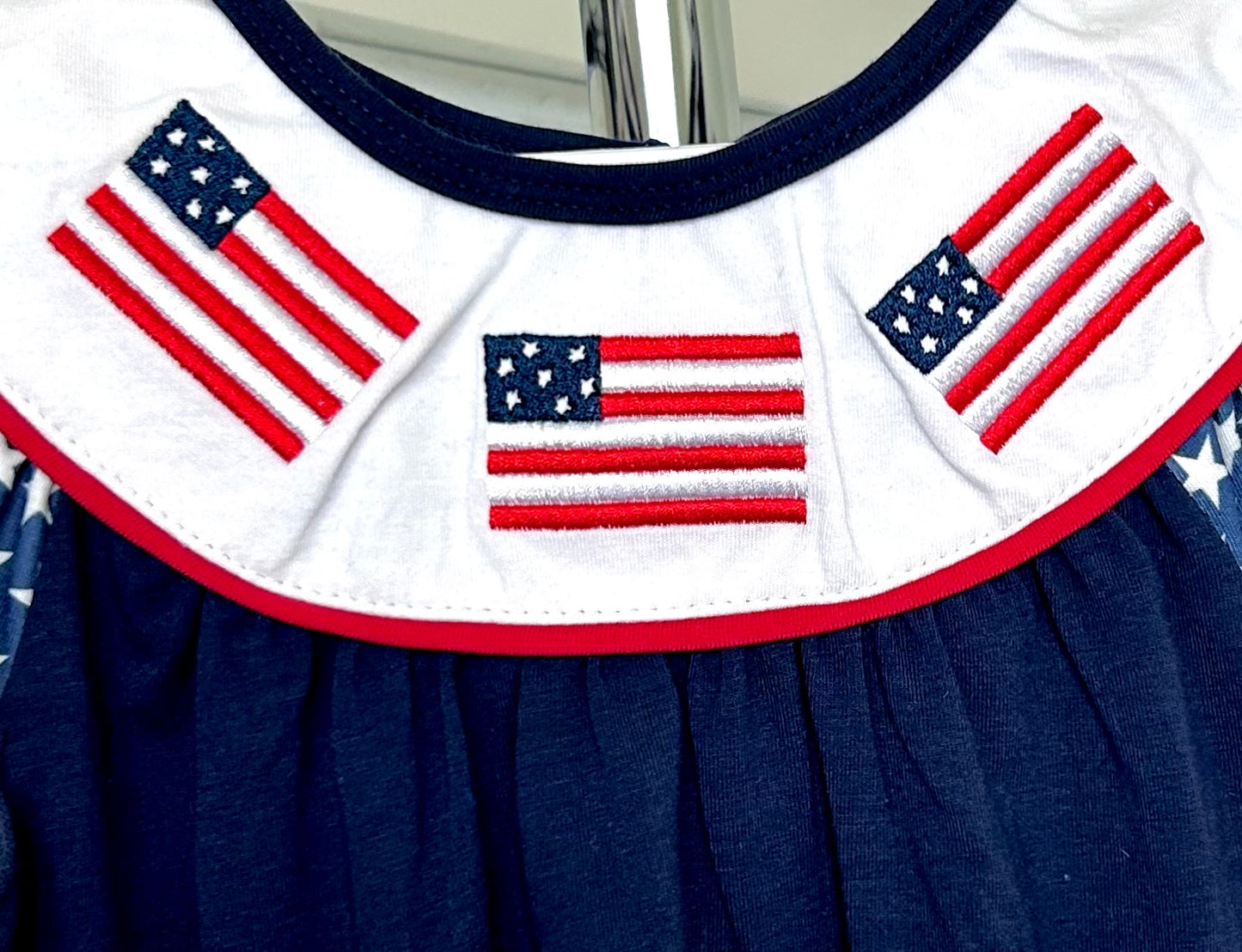 Navy with Red and Blue Watercolor Dots and Flag Trio