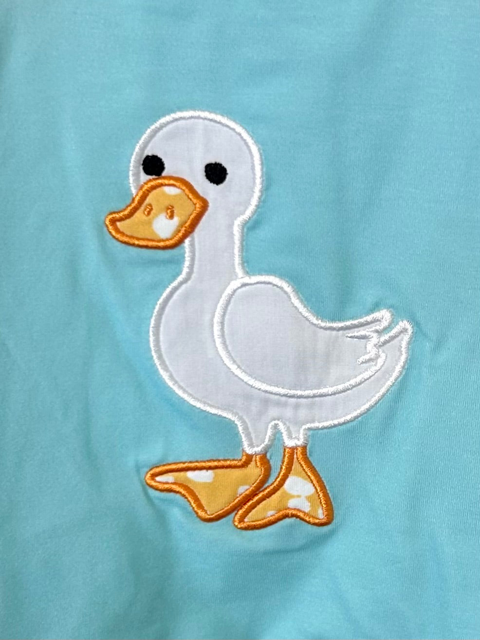 Turquoise and Yellow Dot White Duck