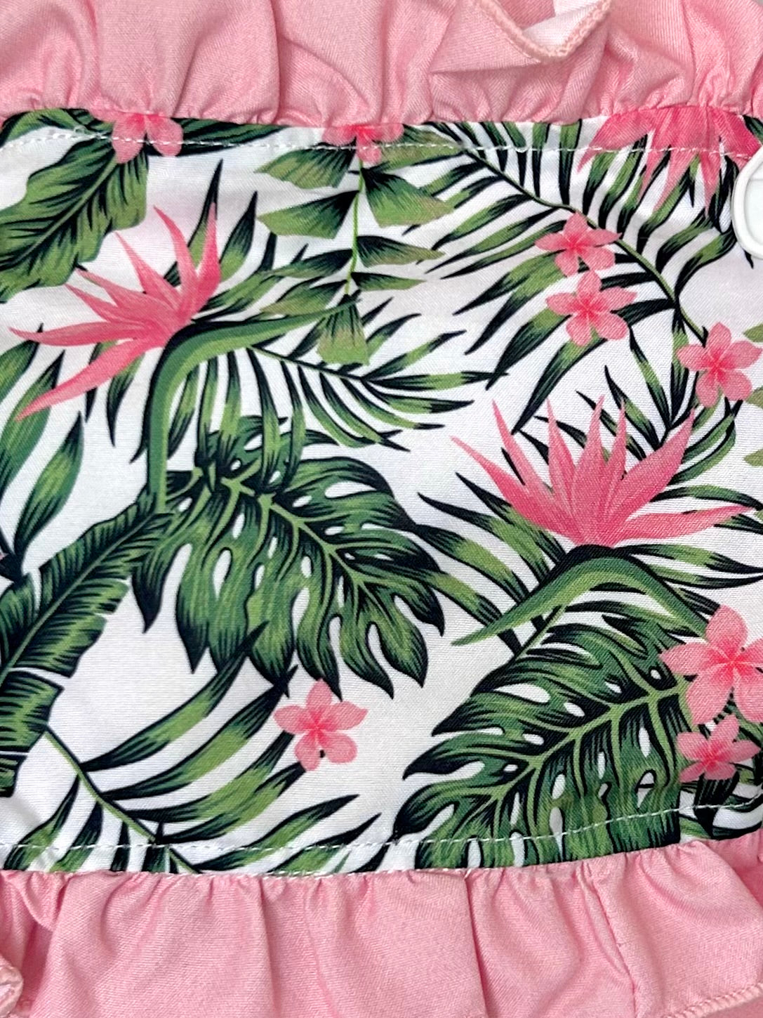 Pink Coral and Green Banana Leaves Swim