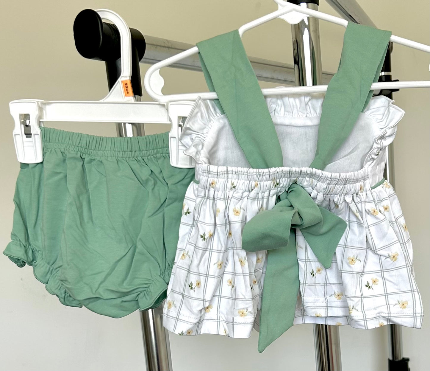 Sage and Yellow Floral Windowpane Smocked “Daddy’s Girl”