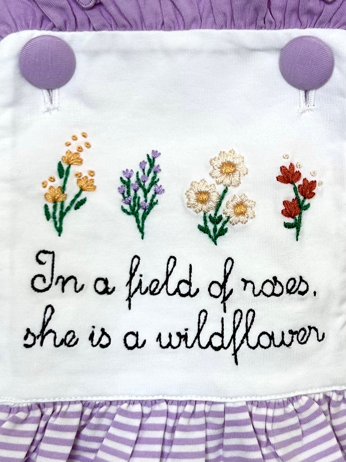 Purple Striped Roses and Wildflowers