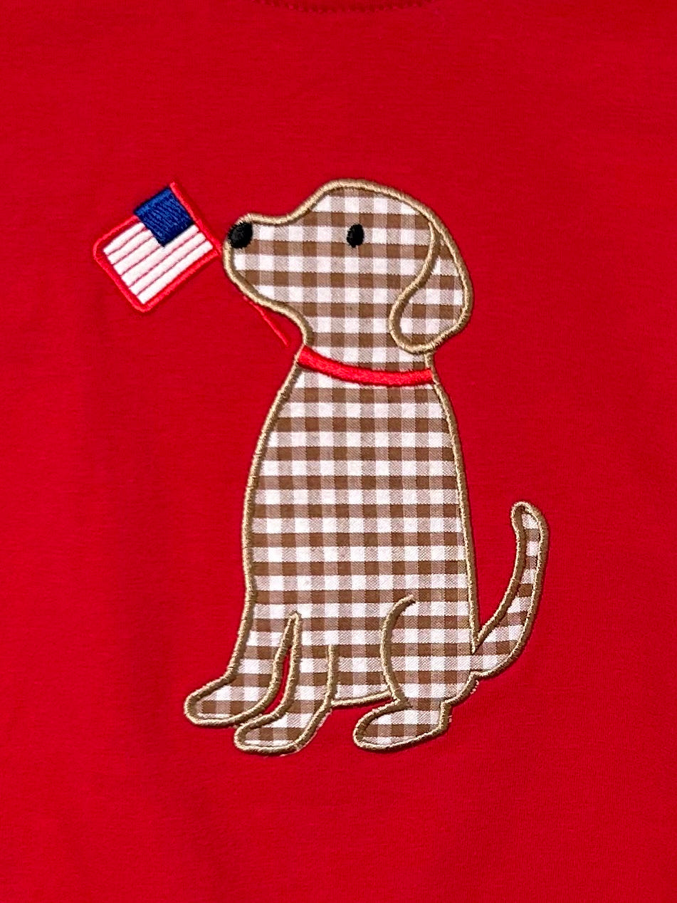 Blue Micro Gingham and Red Patriotic Pup Seersucker