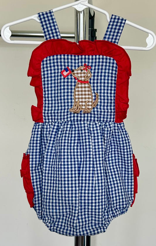 Blue Micro Gingham and Red Patriotic Pup Seersucker