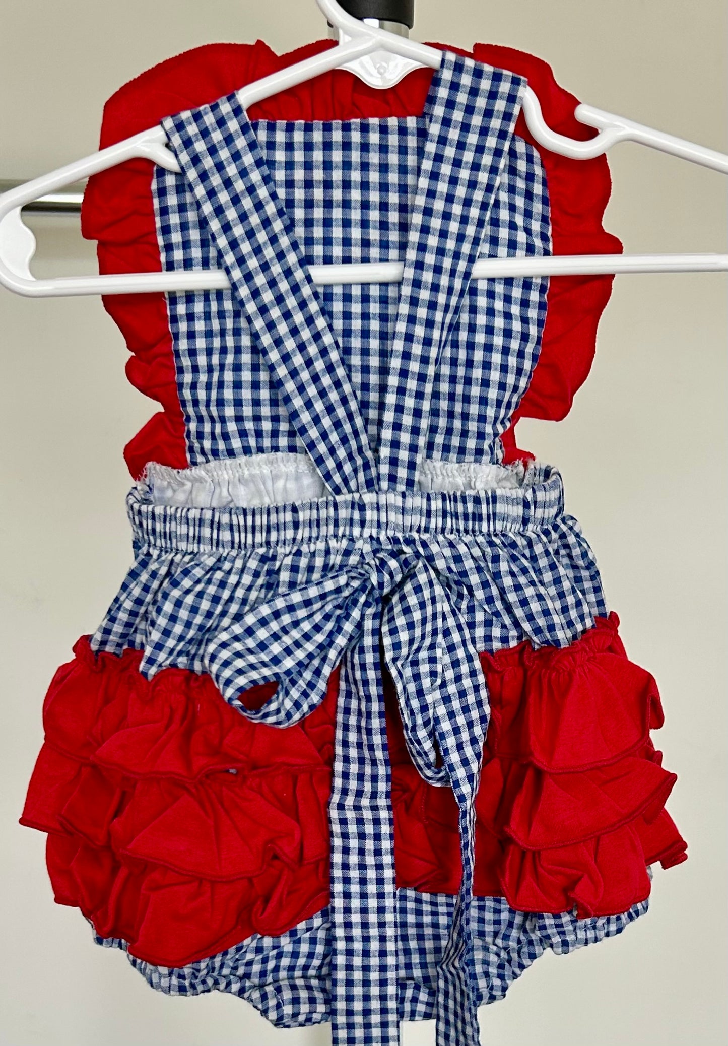 Blue Micro Gingham and Red Patriotic Pup Seersucker