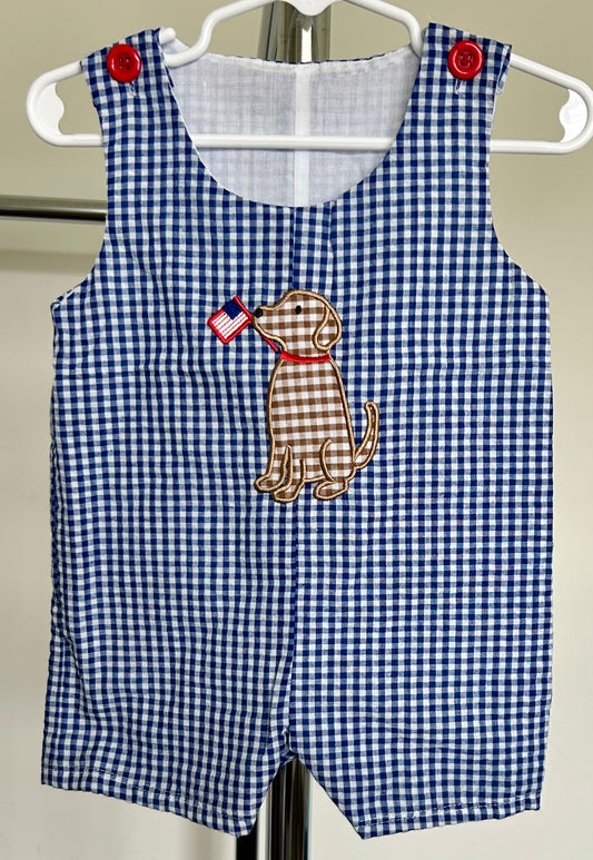 Blue Micro Gingham and Red Patriotic Pup Seersucker