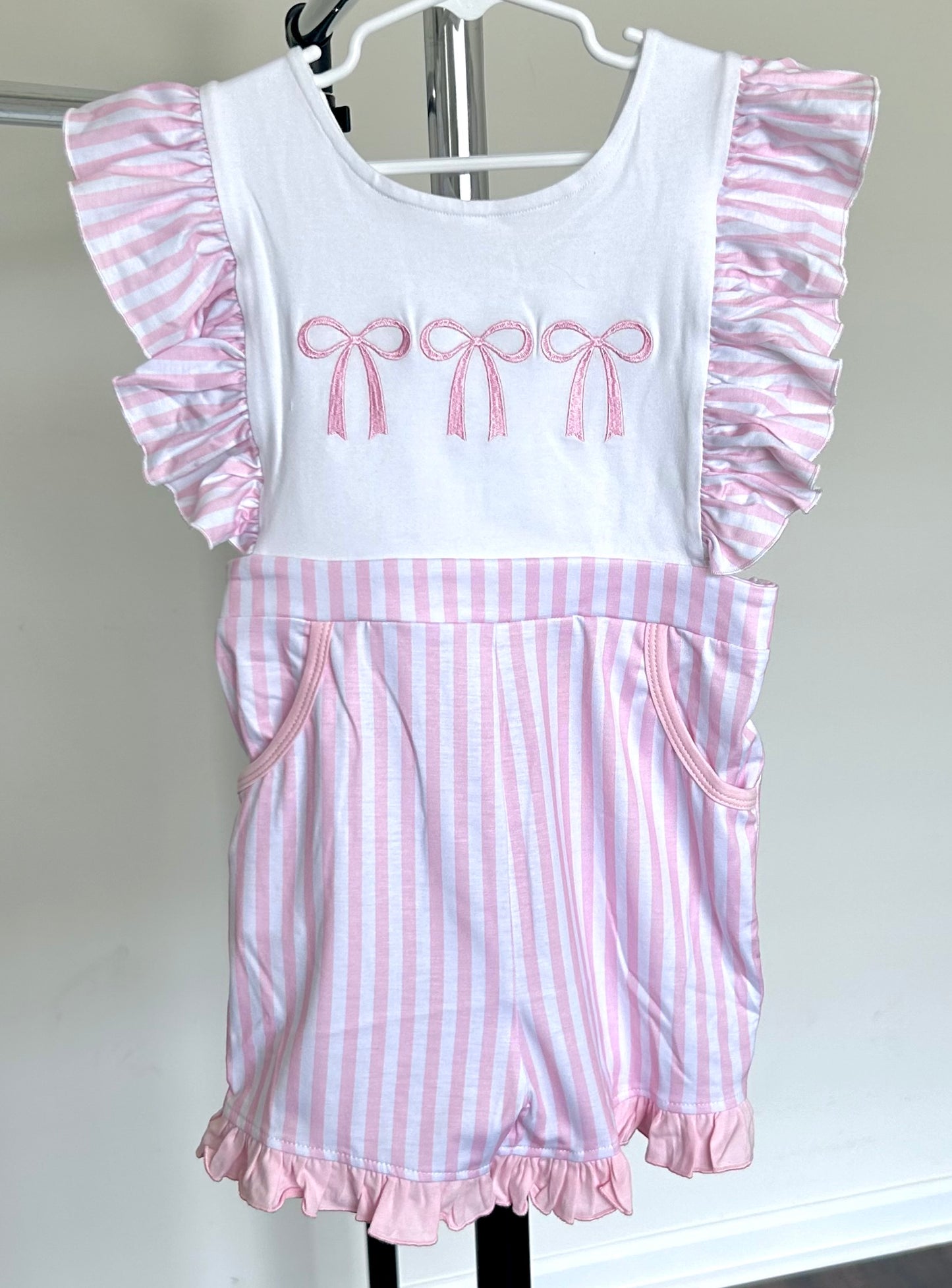 Pink Stripes and Bow Trio Bib