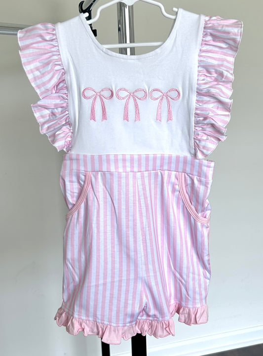Pink Stripes and Bow Trio Bib