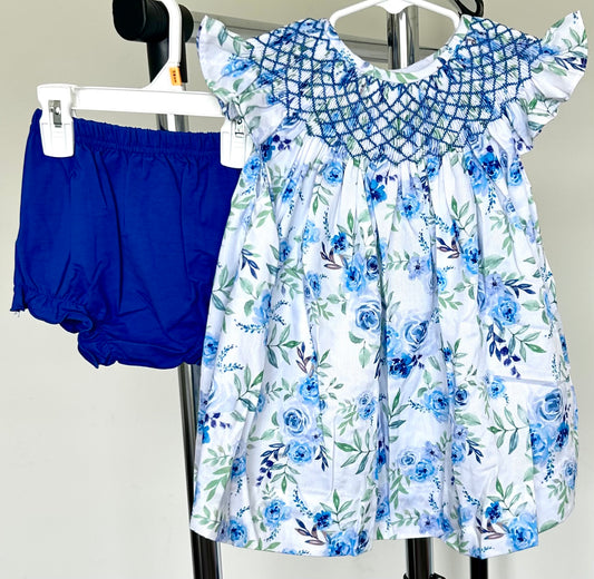 Royal Floral and Trellis Smocked