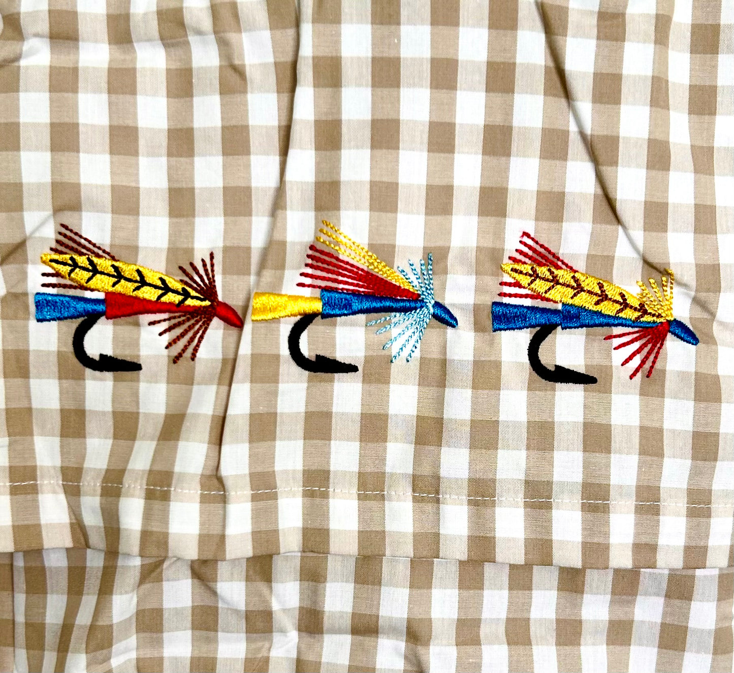 Khaki Gingham Fishing Lure Trio