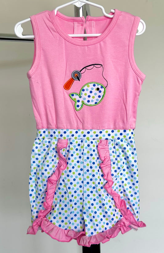 Pink and Polka Dots Catching Fish