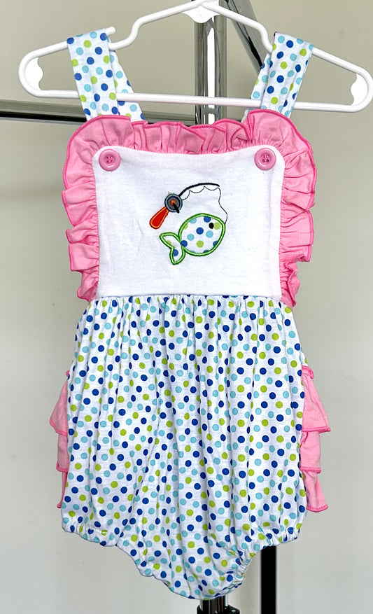 Pink and Polka Dots Catching Fish