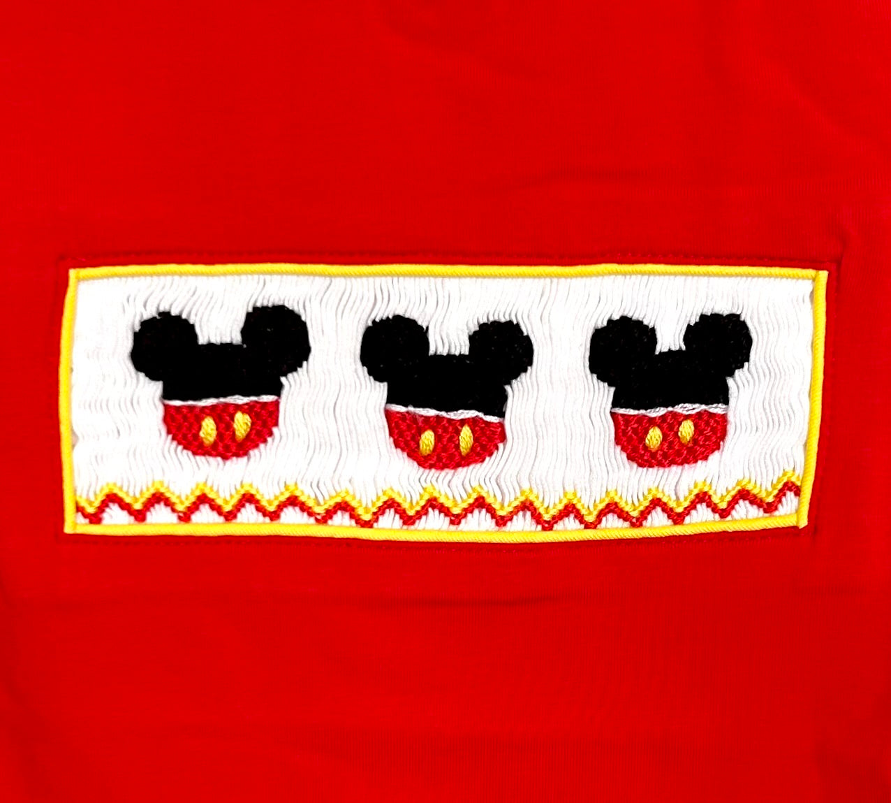 Red and Black Stripes Mouse Ears Trio Smocked