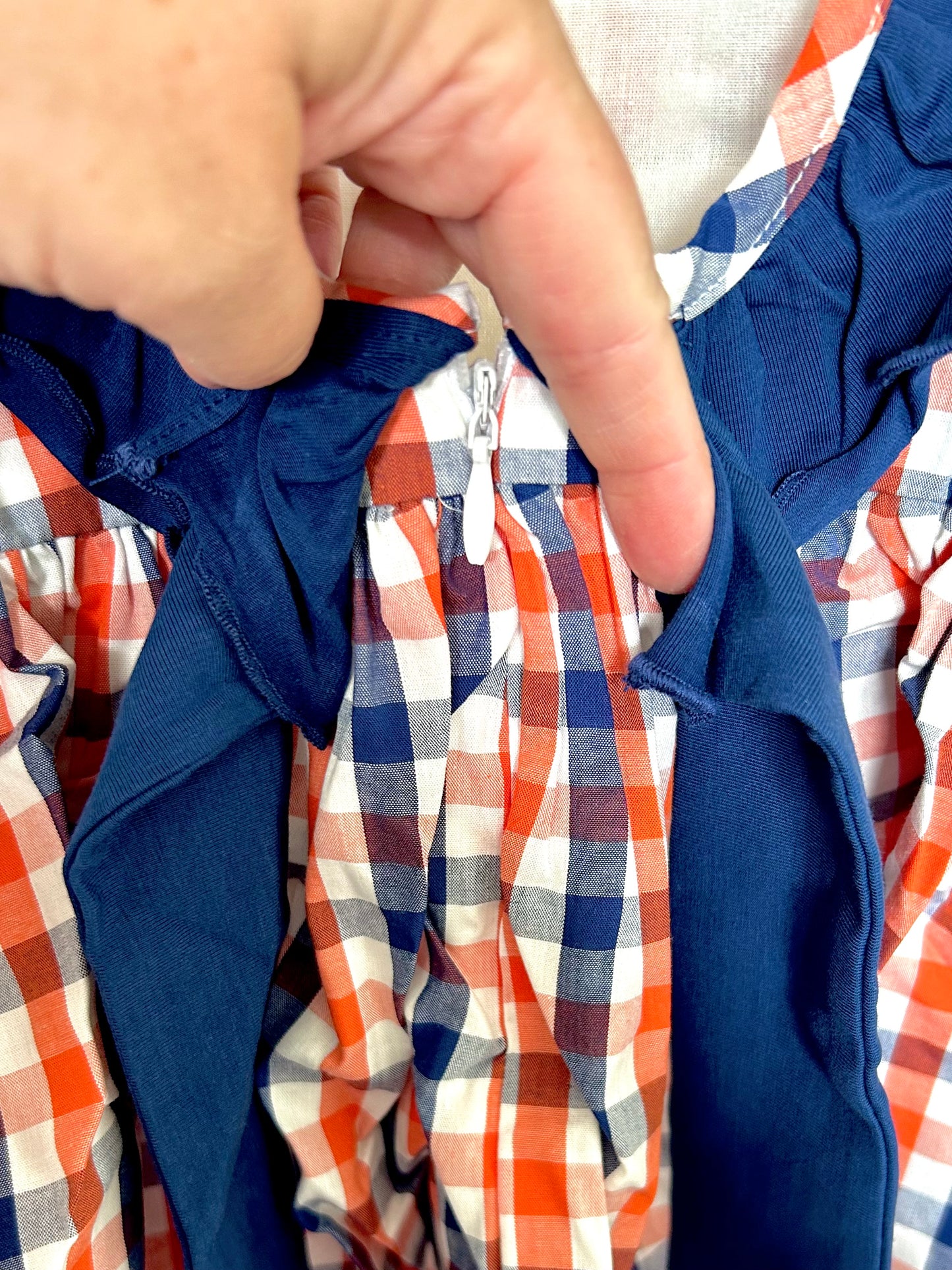Navy and Orange Plaid Toomer’s Corner Smocked