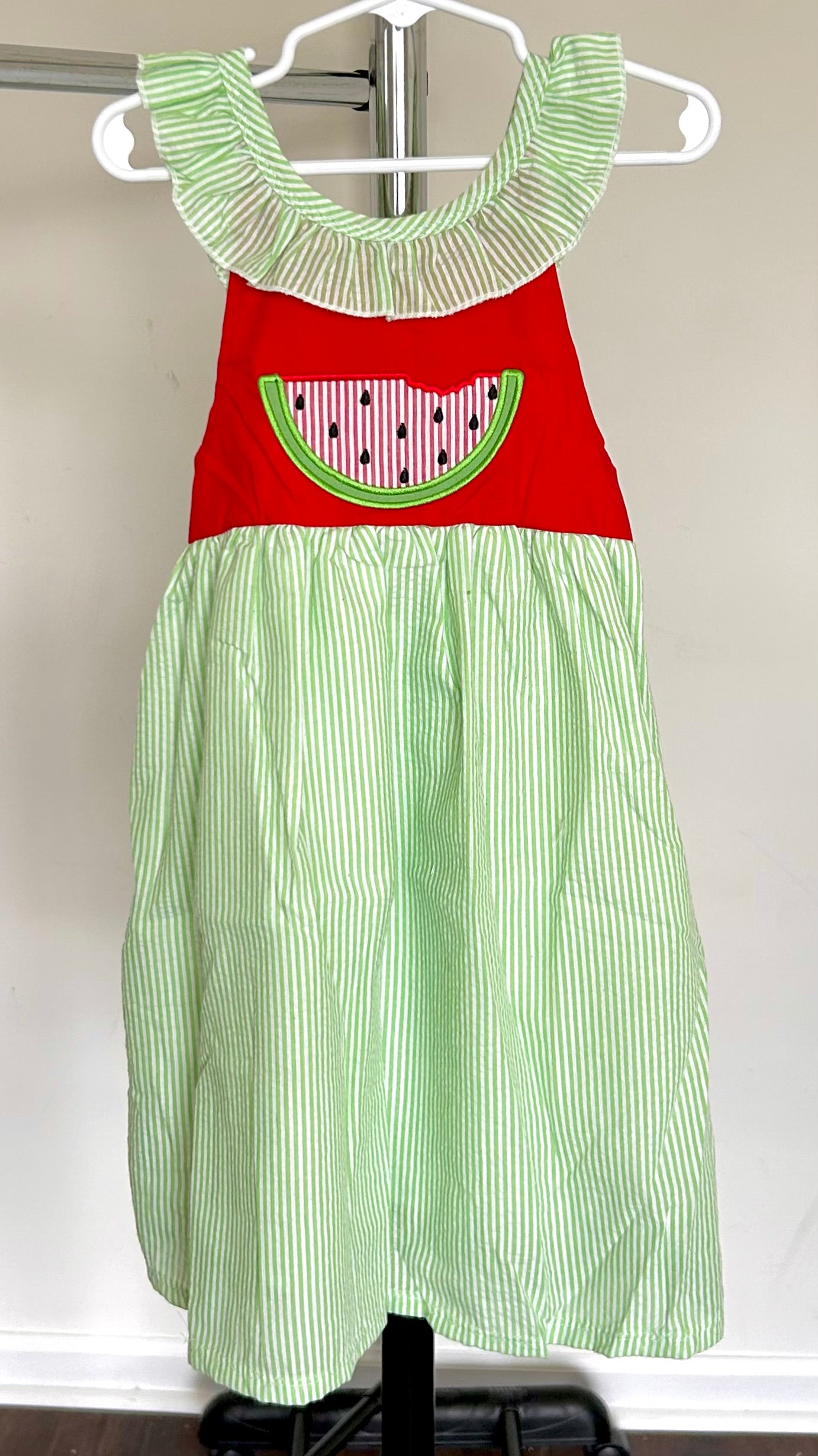 Green Seersucker and Red Watermelon Bite