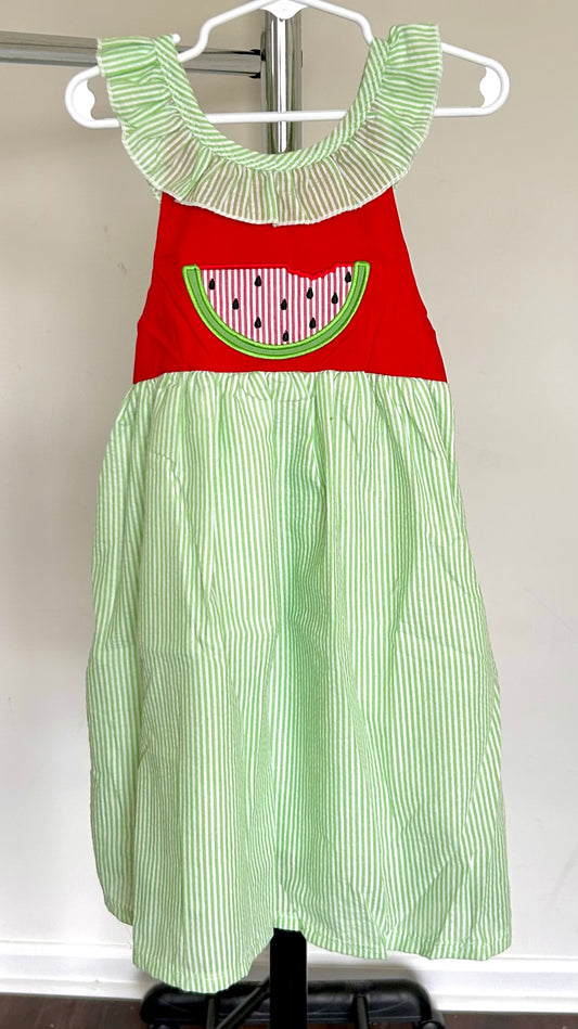 Green Seersucker and Red Watermelon Bite