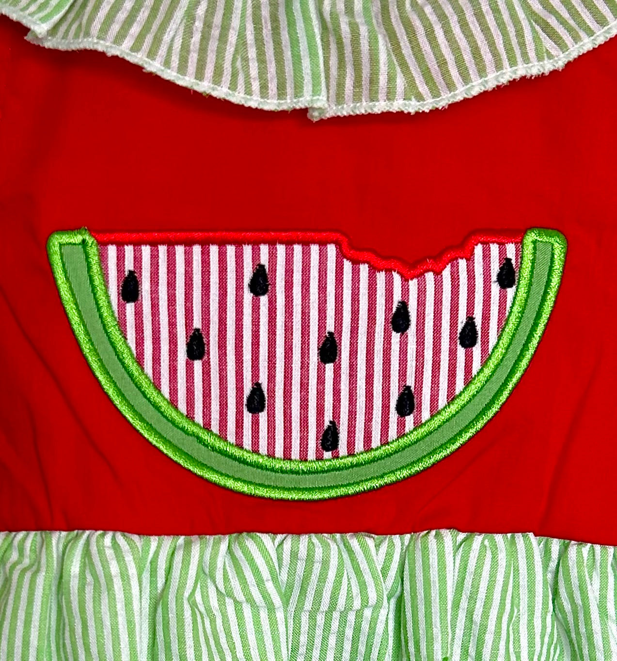 Green Seersucker and Red Watermelon Bite