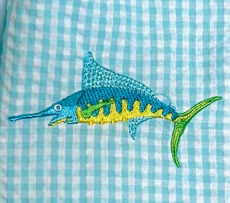 Aqua Micro Gingham Marlin Swim