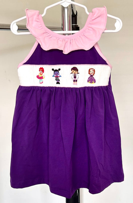 Purple and Pink Smocked Junior Characters