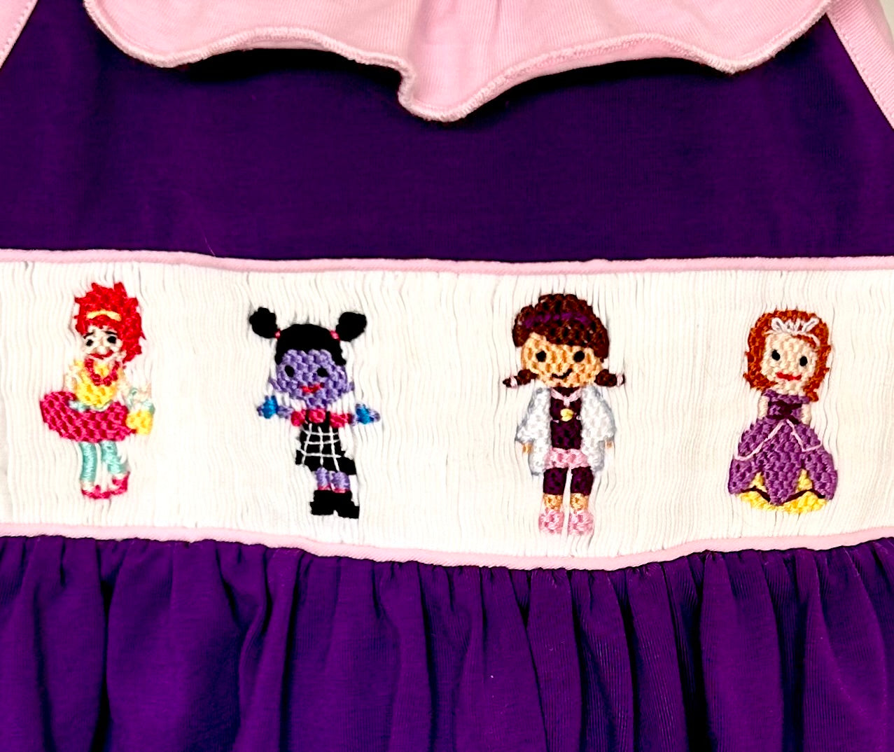 Purple and Pink Smocked Junior Characters