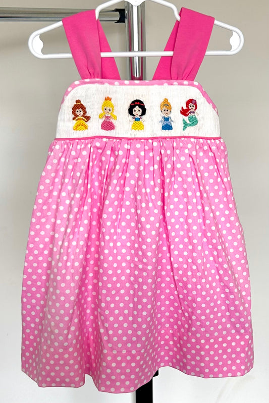 Pink Polka Dotted Smocked Princesses