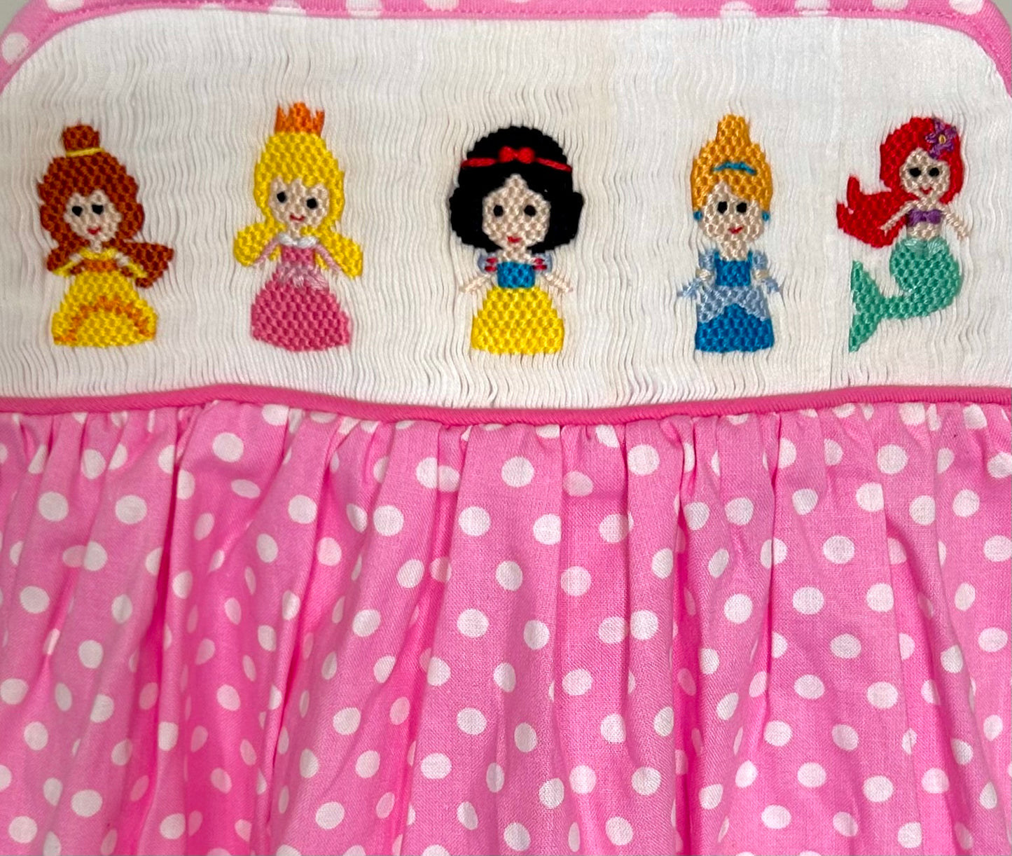Pink Polka Dotted Smocked Princesses