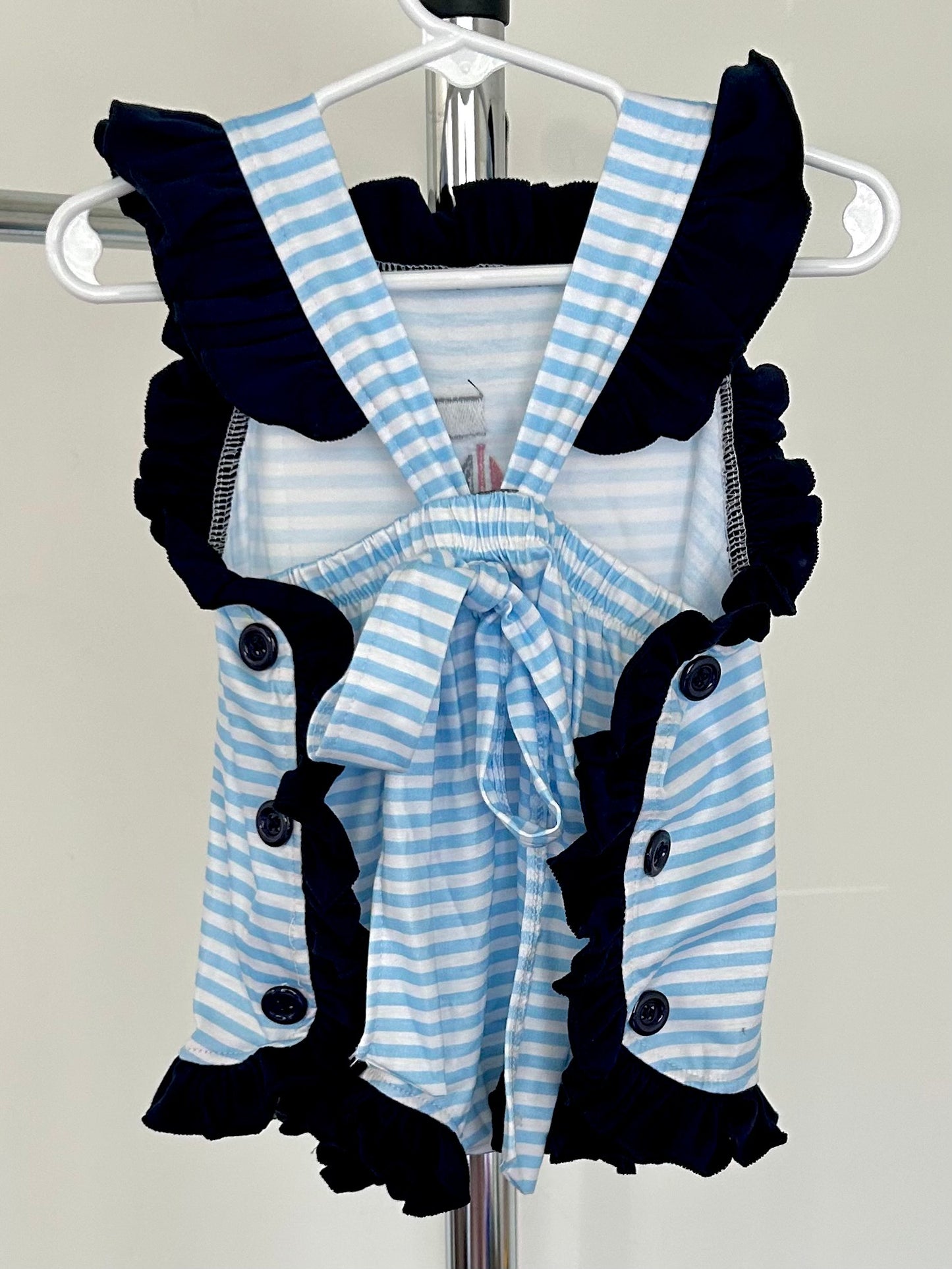 Light Blue Stripes and Navy with Yellow Dog and Sailboat