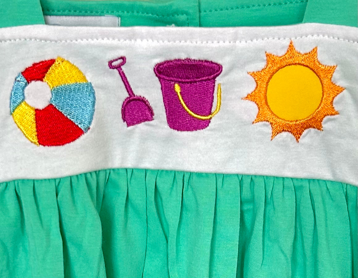 Turquoise and Bitty Dot Beach Scene Trio