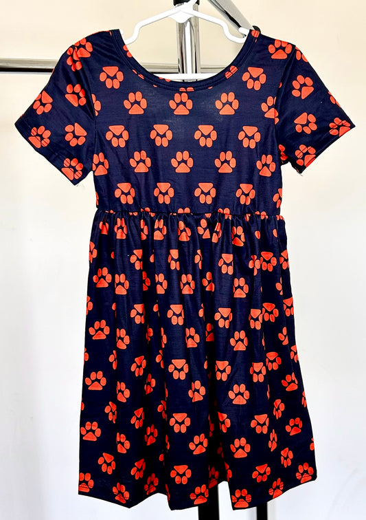 Navy and Orange Paw Print