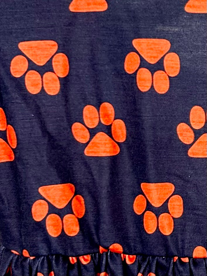 Navy and Orange Paw Print
