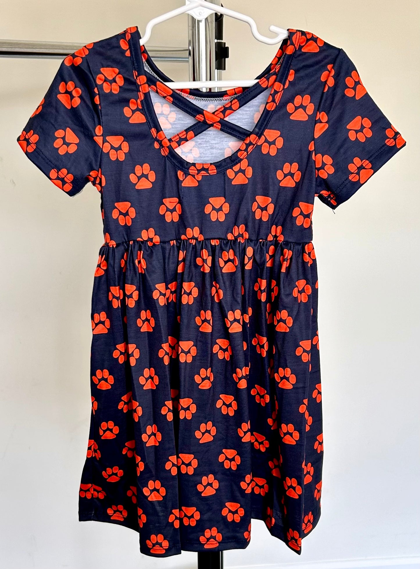 Navy and Orange Paw Print