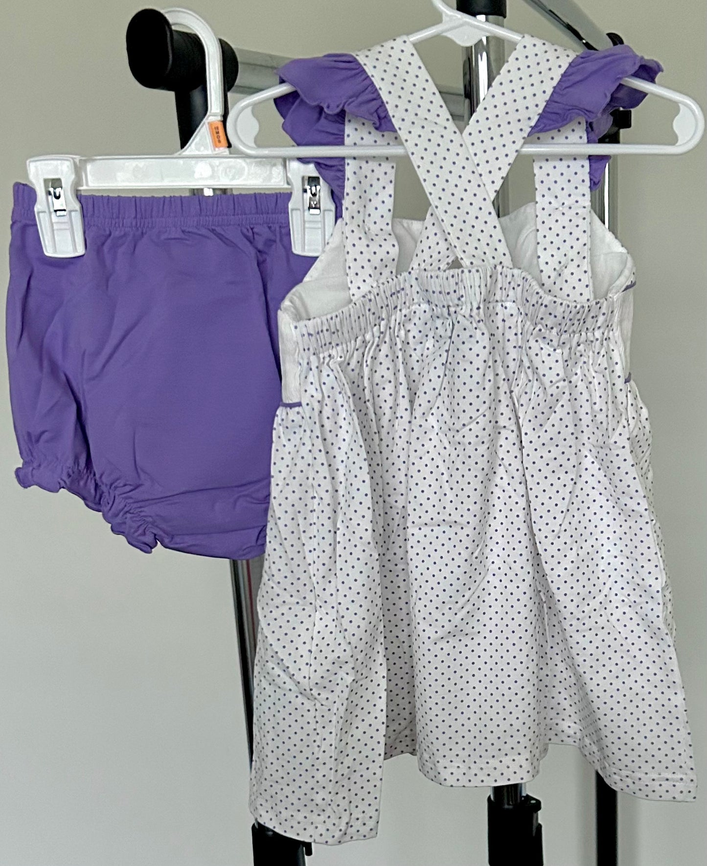 Purple and Bitty Dots Smocked Unicorn Trio