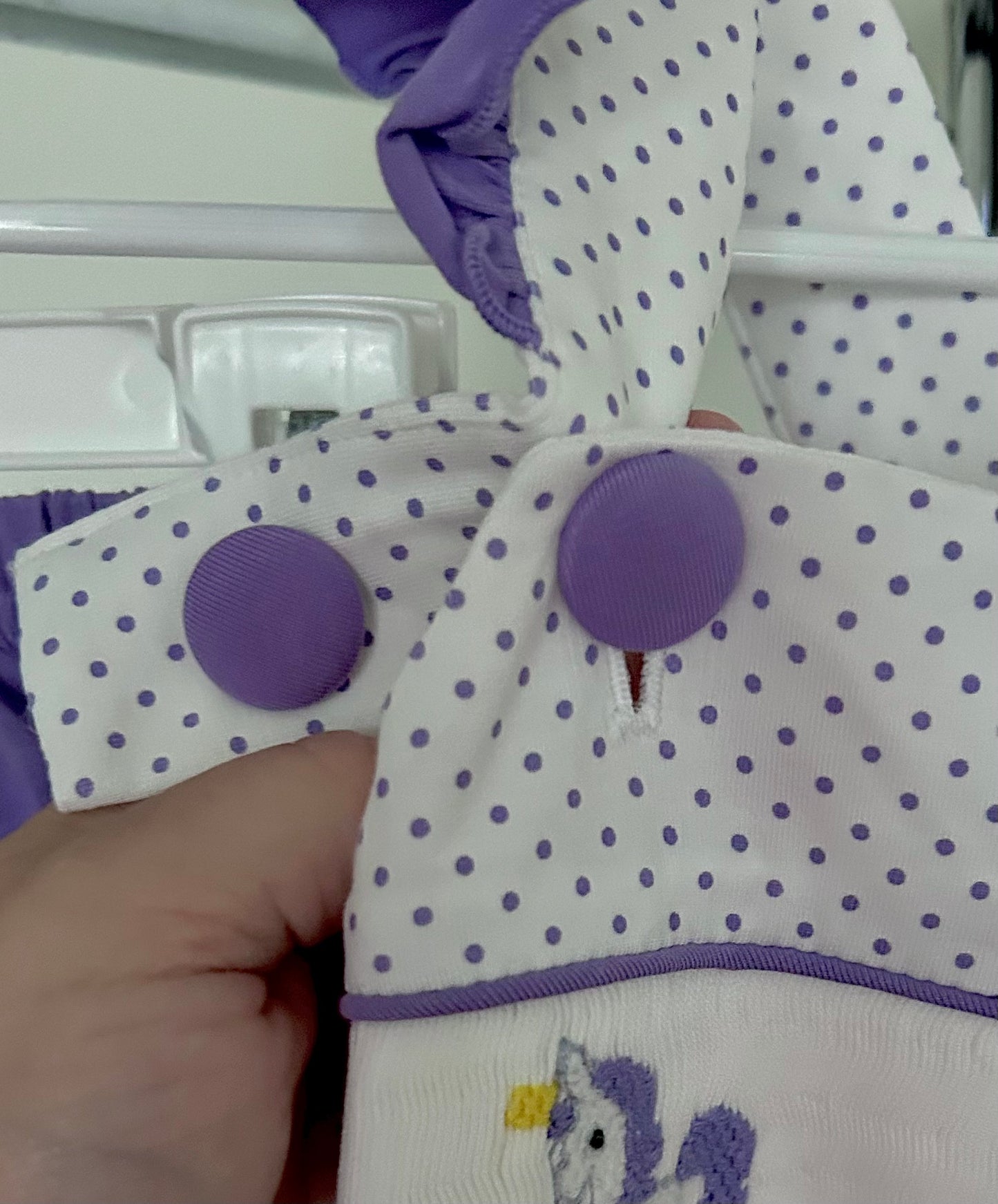 Purple and Bitty Dots Smocked Unicorn Trio