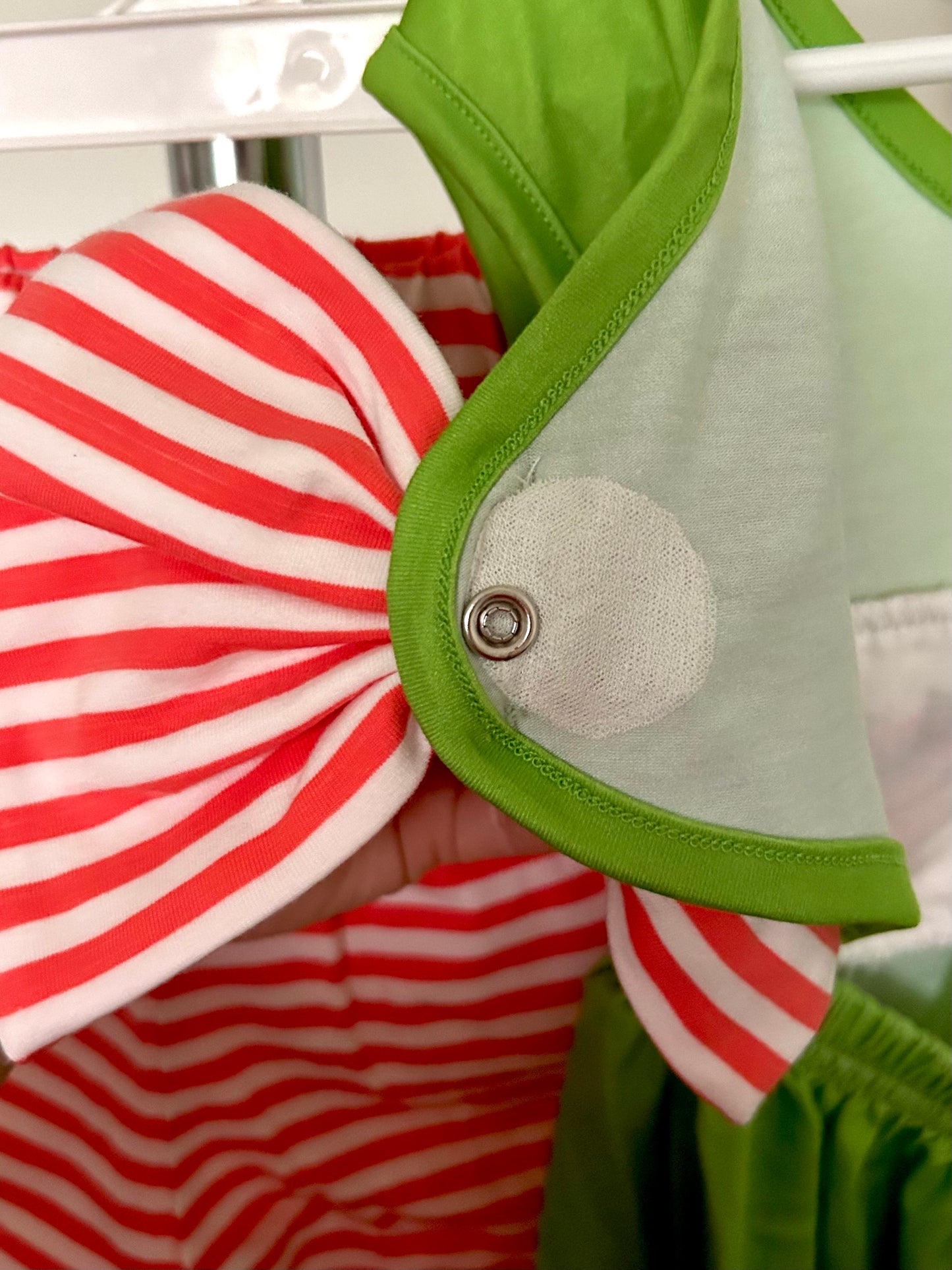 Lime Green and Coral Striped Smocked Voyagers and Friends