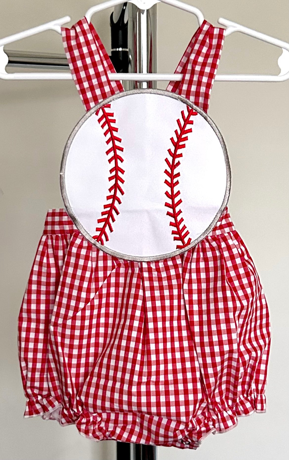 Red Micro Gingham Baseball Cut Out
