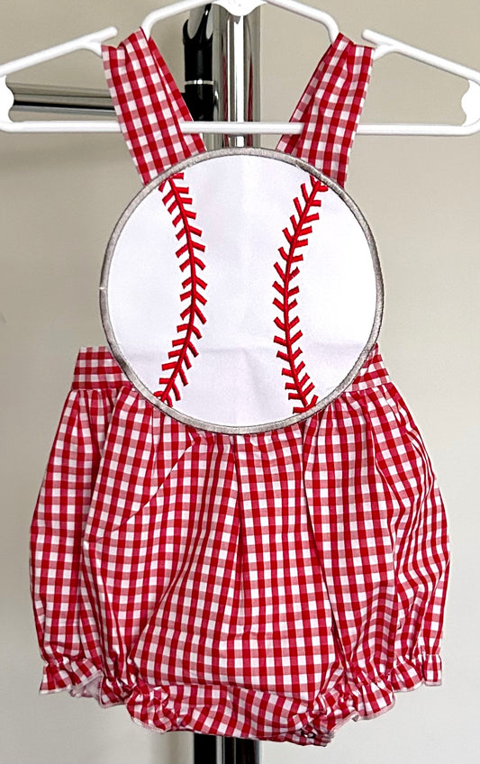 Red Micro Gingham Baseball Cut Out