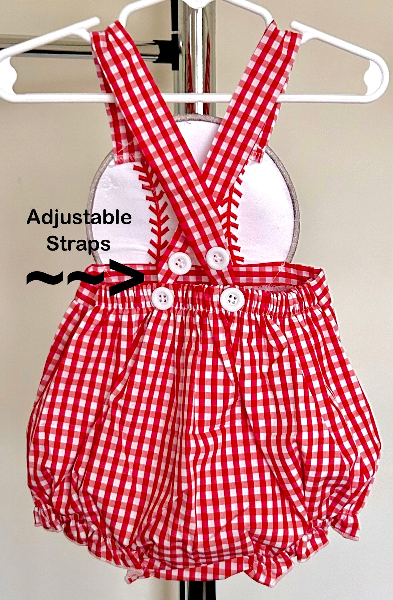 Red Micro Gingham Baseball Cut Out