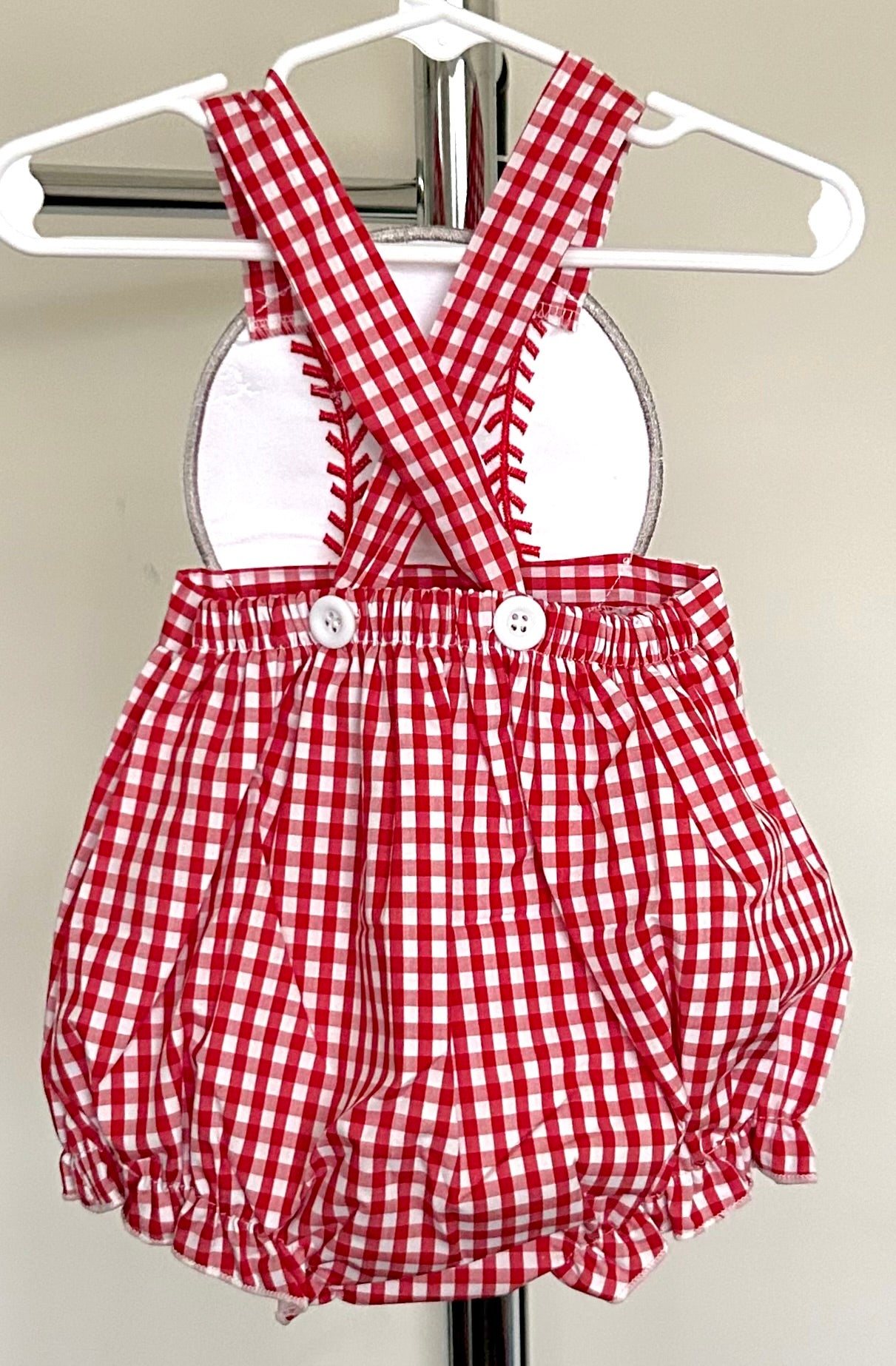 Red Micro Gingham Baseball Cut Out