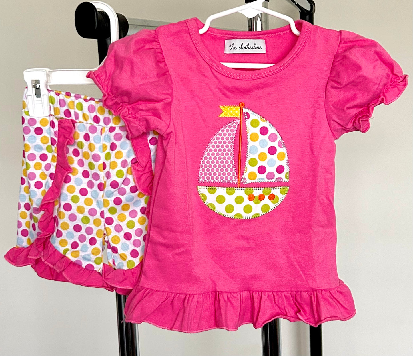 Hot Pink and Polka Dots Sailboat