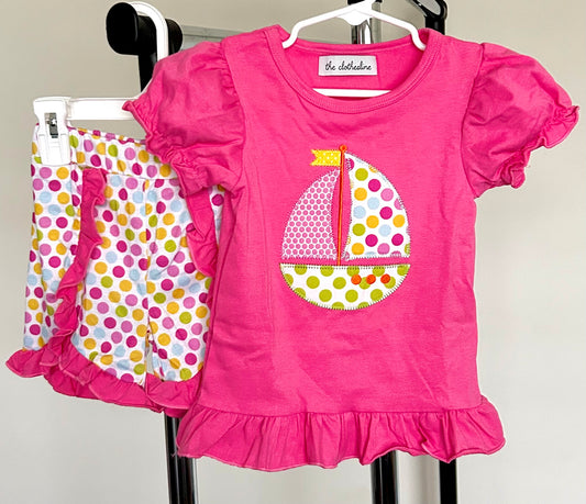 Hot Pink and Polka Dots Sailboat
