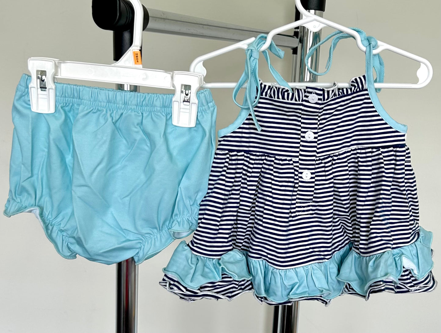 Light Teal and Deep Ocean Blue Smocked Sailboat Trio