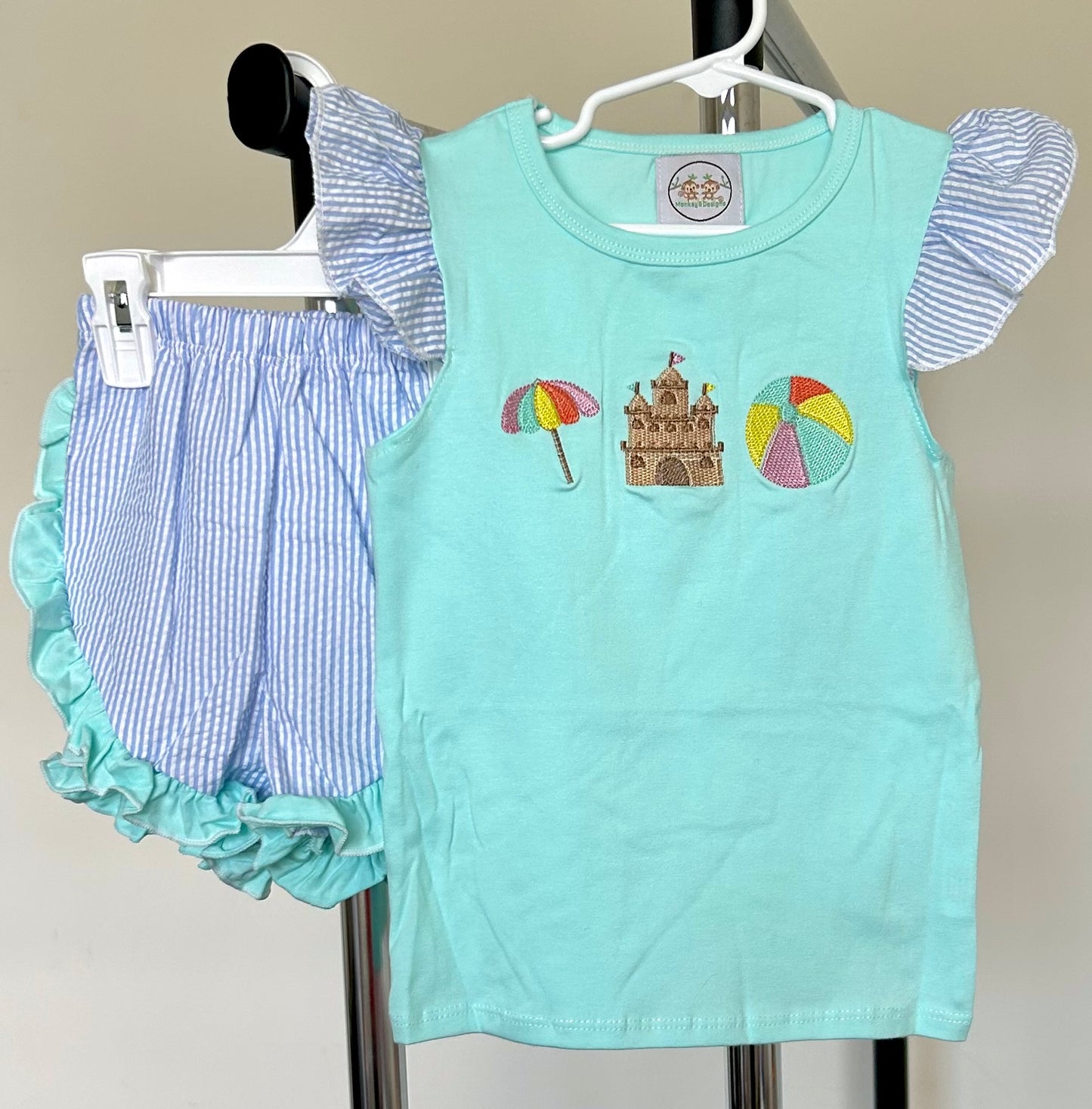 Turquoise and Light Blue Striped Beach Trio